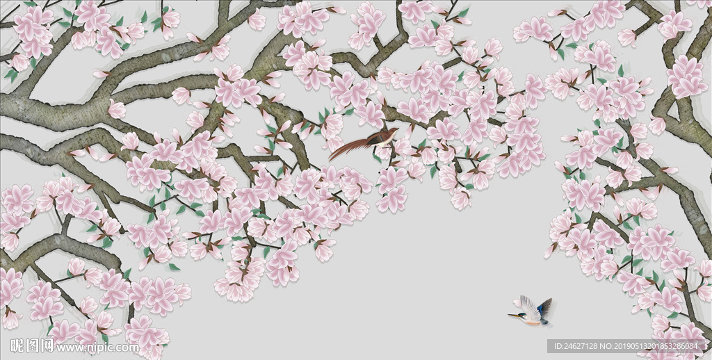 手绘花鸟