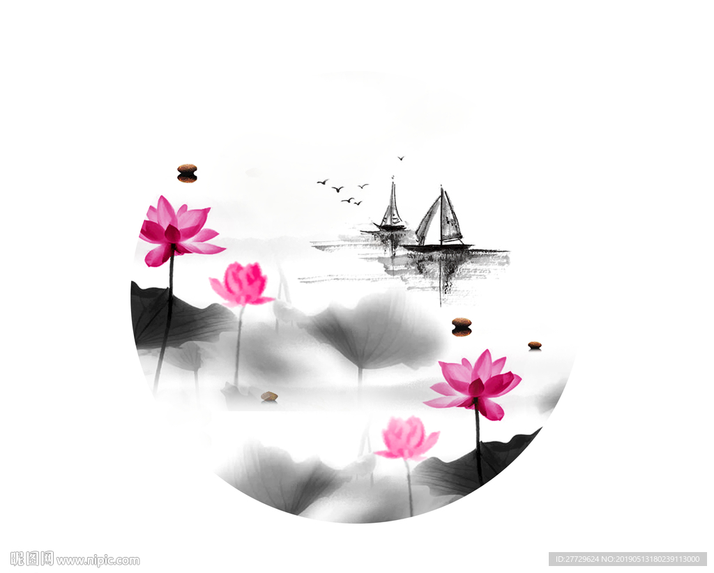 莲花风景画