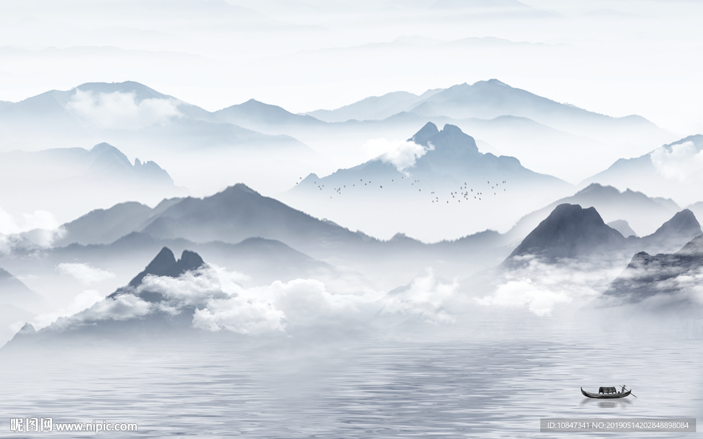 中式水墨山水 山水情 水墨画