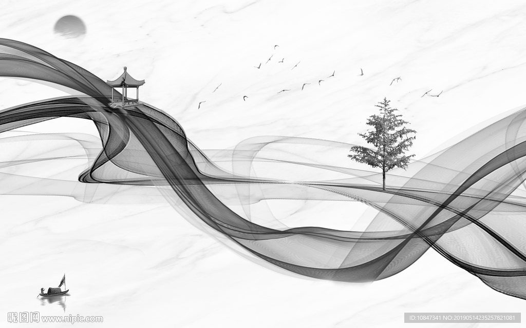 中国风   抽象山水画 大厅装