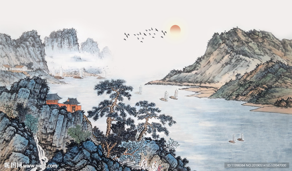 水墨山水背景墙