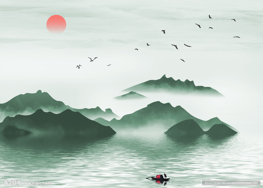 山水背景 山水素材 写意山水画