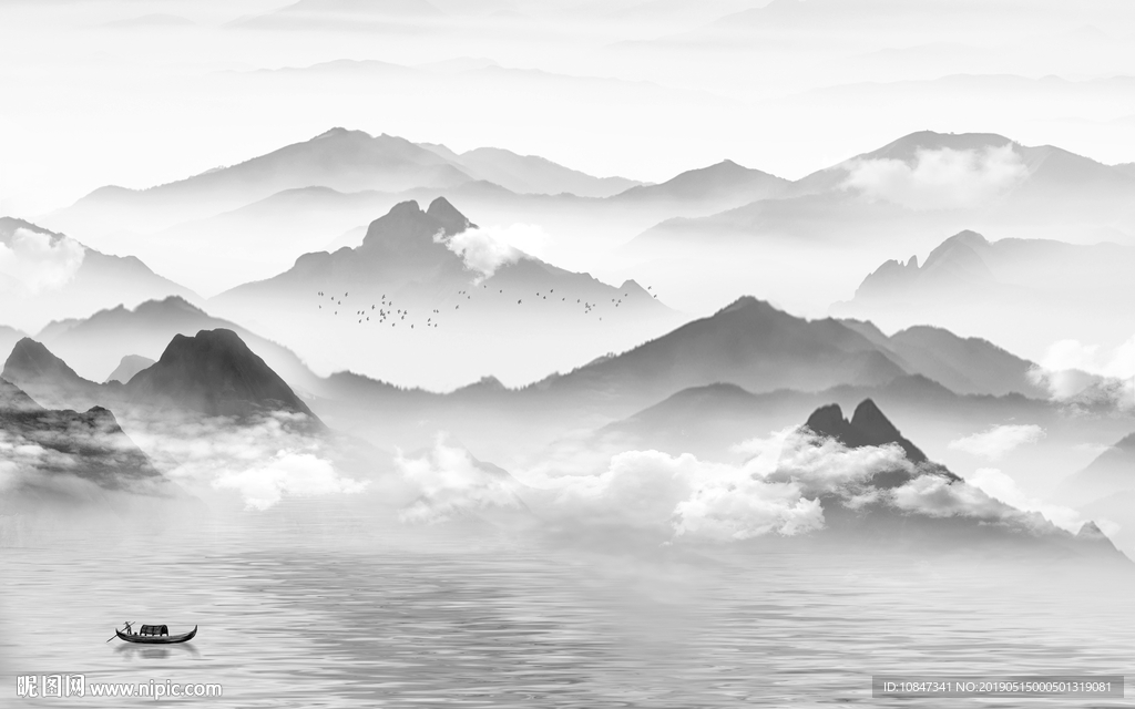 中式水墨山水 山水情 水墨画