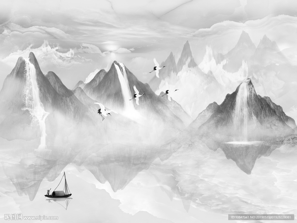 中式水墨山水 山水情 水墨画