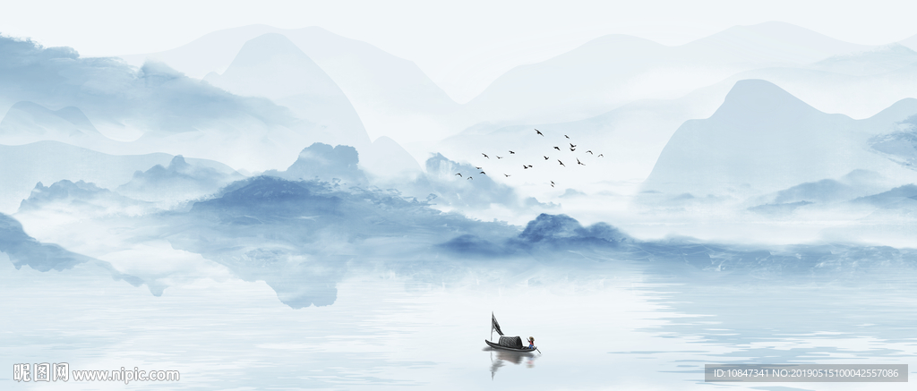 中式水墨山水 山水情 水墨画