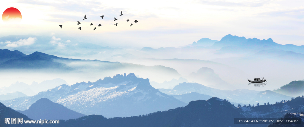 中式水墨山水 山水情 水墨画