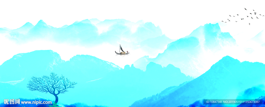 中式水墨山水 山水情 水墨画