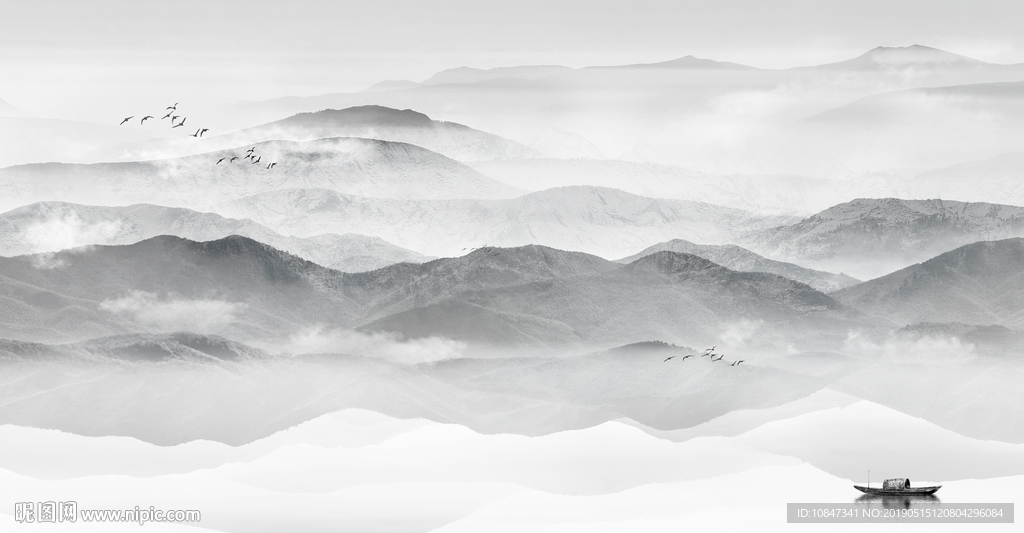 中式水墨山水 山水情 水墨画