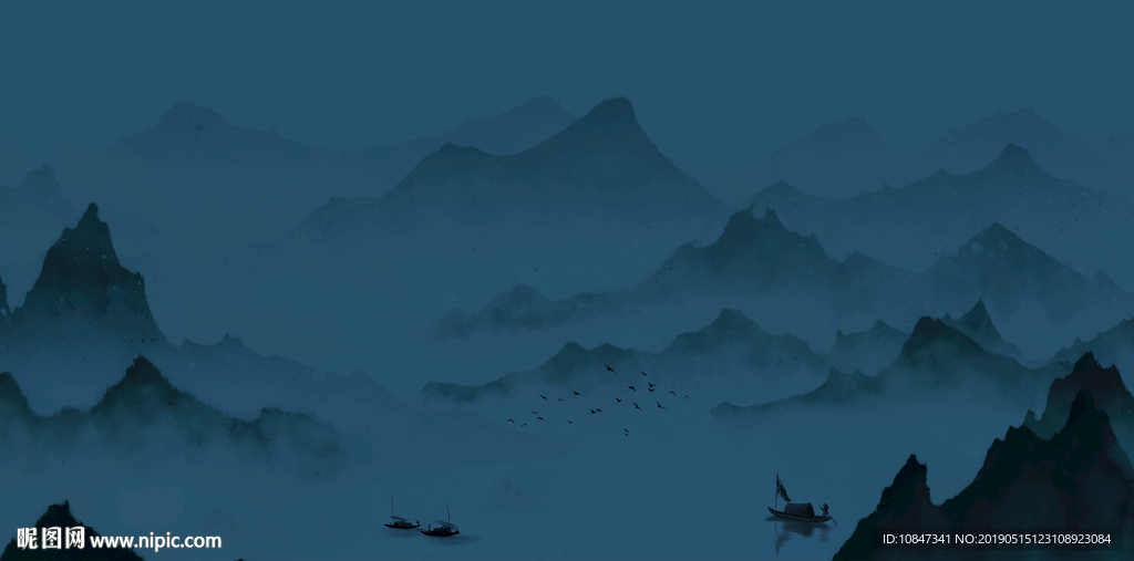 中式水墨山水 山水情 水墨画