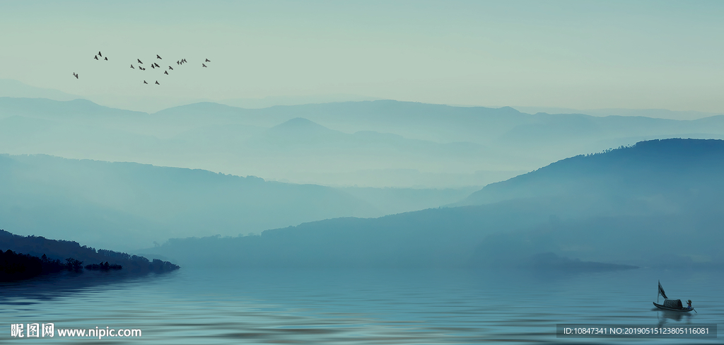 中式水墨山水 山水情 水墨画