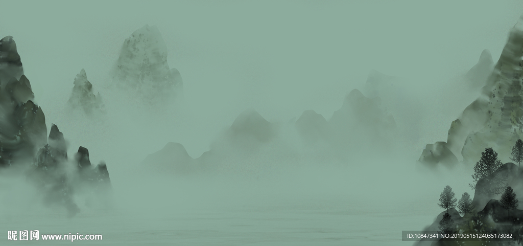 中式水墨山水 山水情 水墨画