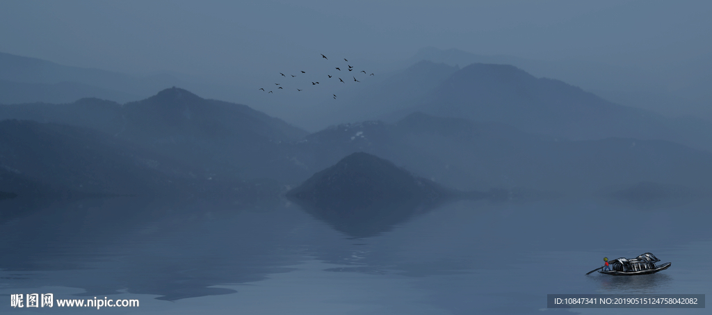 中式水墨山水 山水情 水墨画