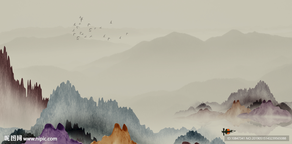 中式水墨山水 山水情 水墨画