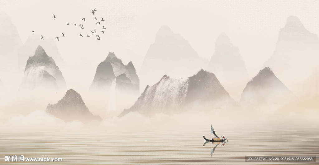 中式水墨山水 山水情 水墨画