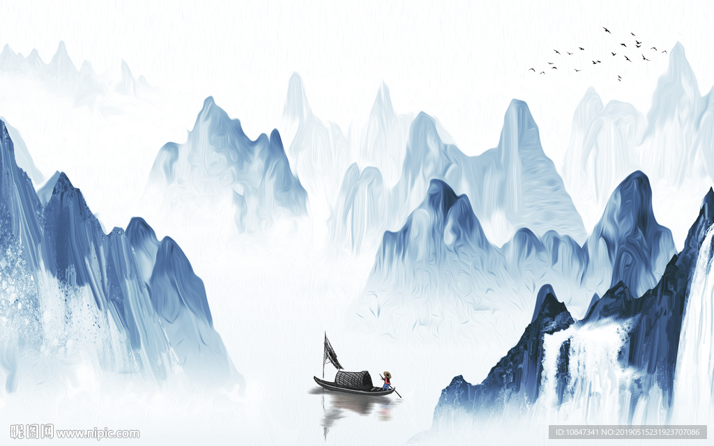 中式水墨山水 山水情 水墨画