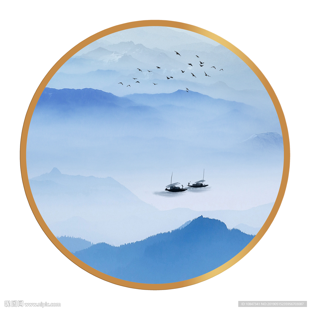 中式水墨山水山水情水墨画