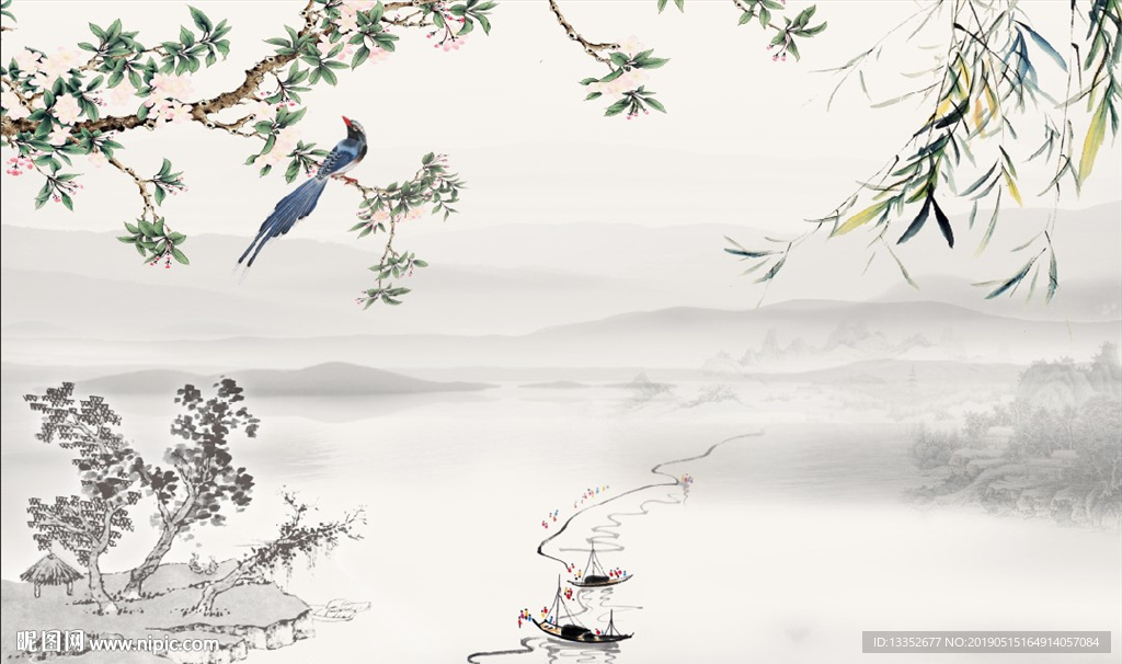 水墨山水 花鸟