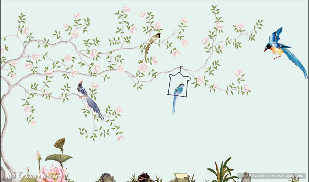 手绘花鸟