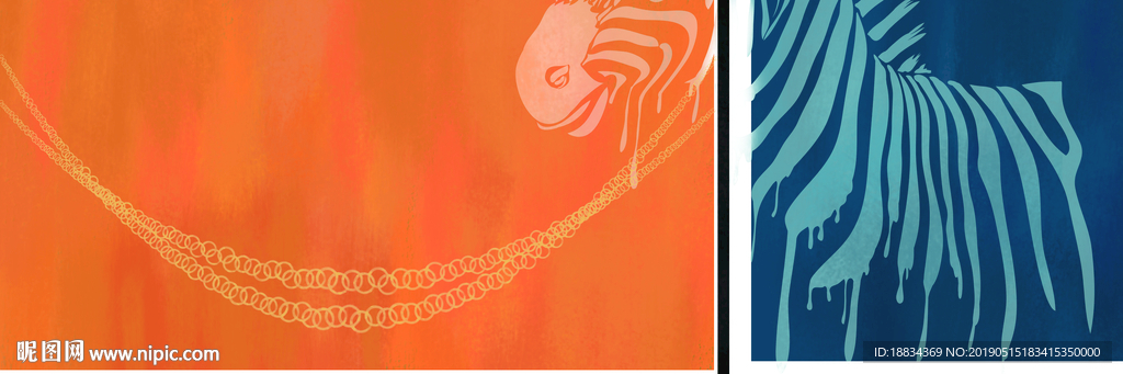 北欧橙色斑马抽象装饰画床头画