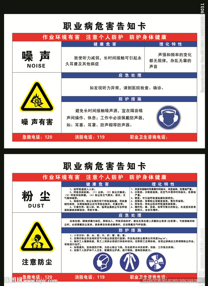 噪声 粉尘 职业病危害 告知卡