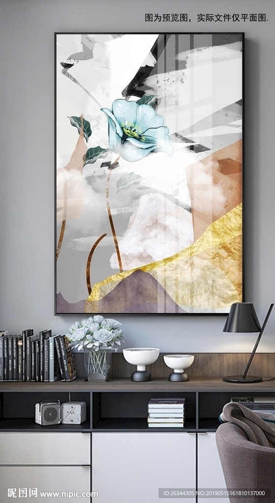 抽象花卉色彩装饰画晶瓷画