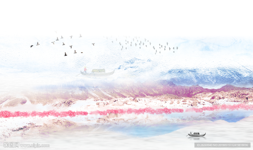 黑白山水画