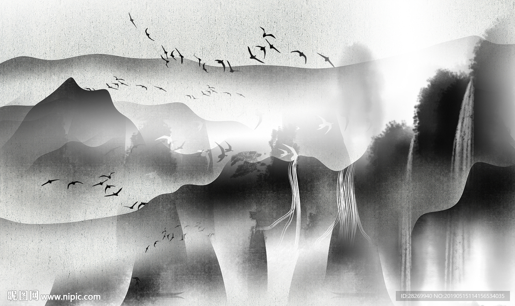 黑白山水画