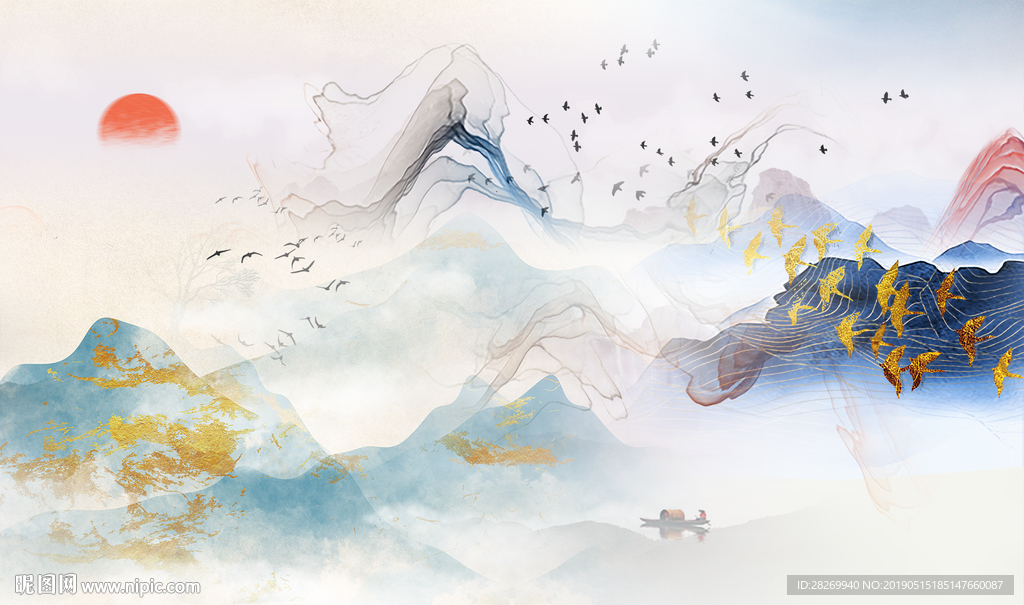 彩色山水