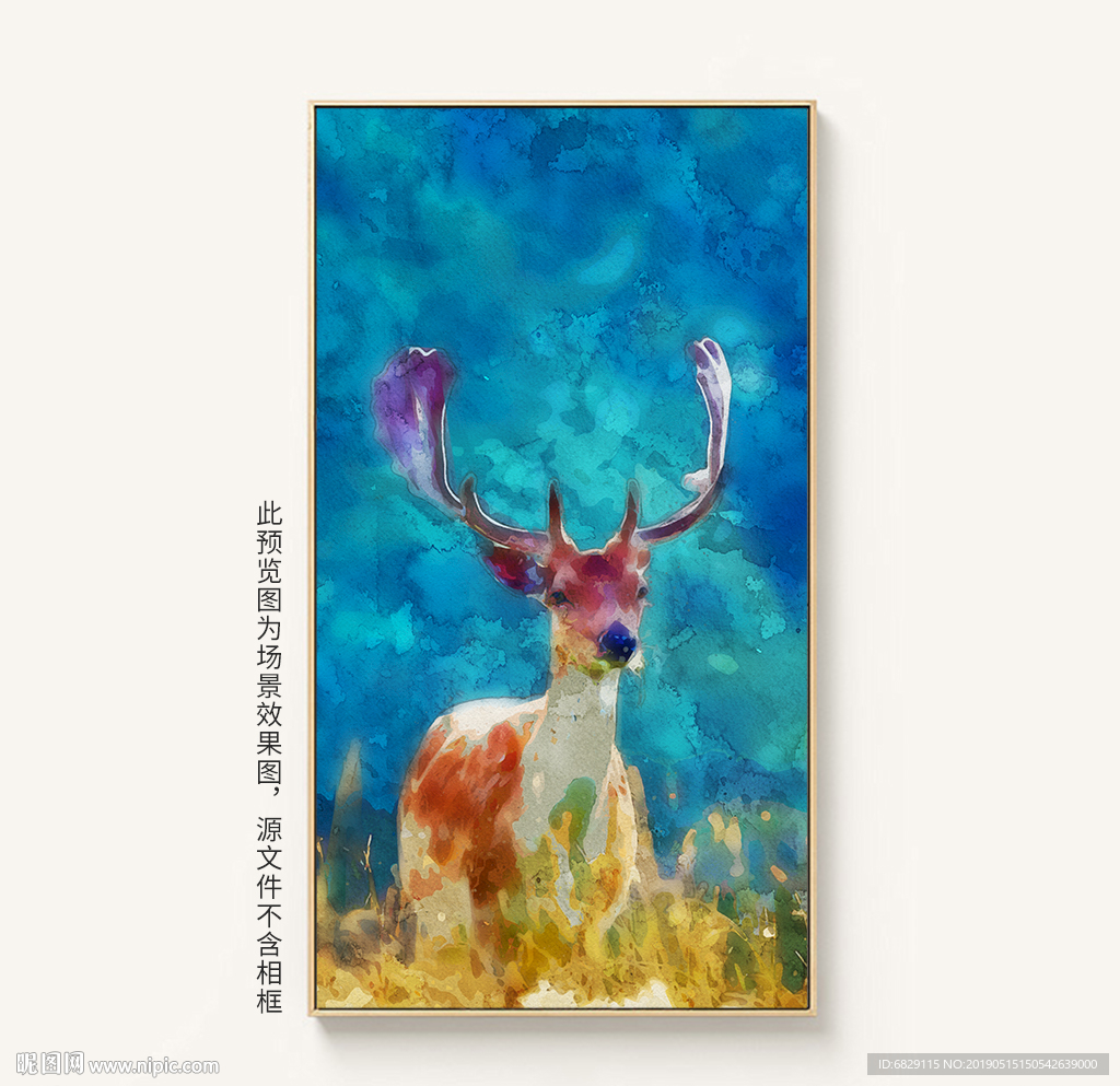 现代简约麋鹿装饰画麋鹿油画