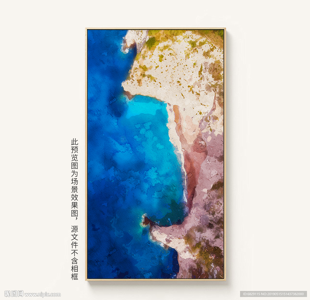 大海海滩抽象手绘装饰画油画图片