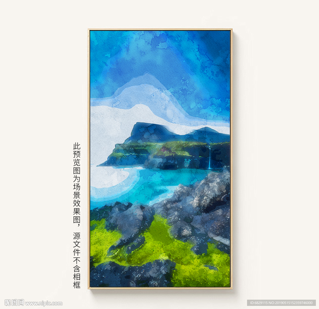 大海岛屿岛礁抽象手绘装饰画油画