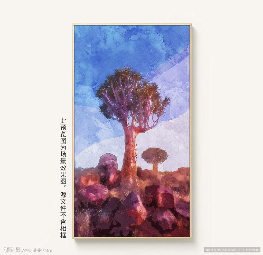 植物大树抽象手绘艺术装饰画油画