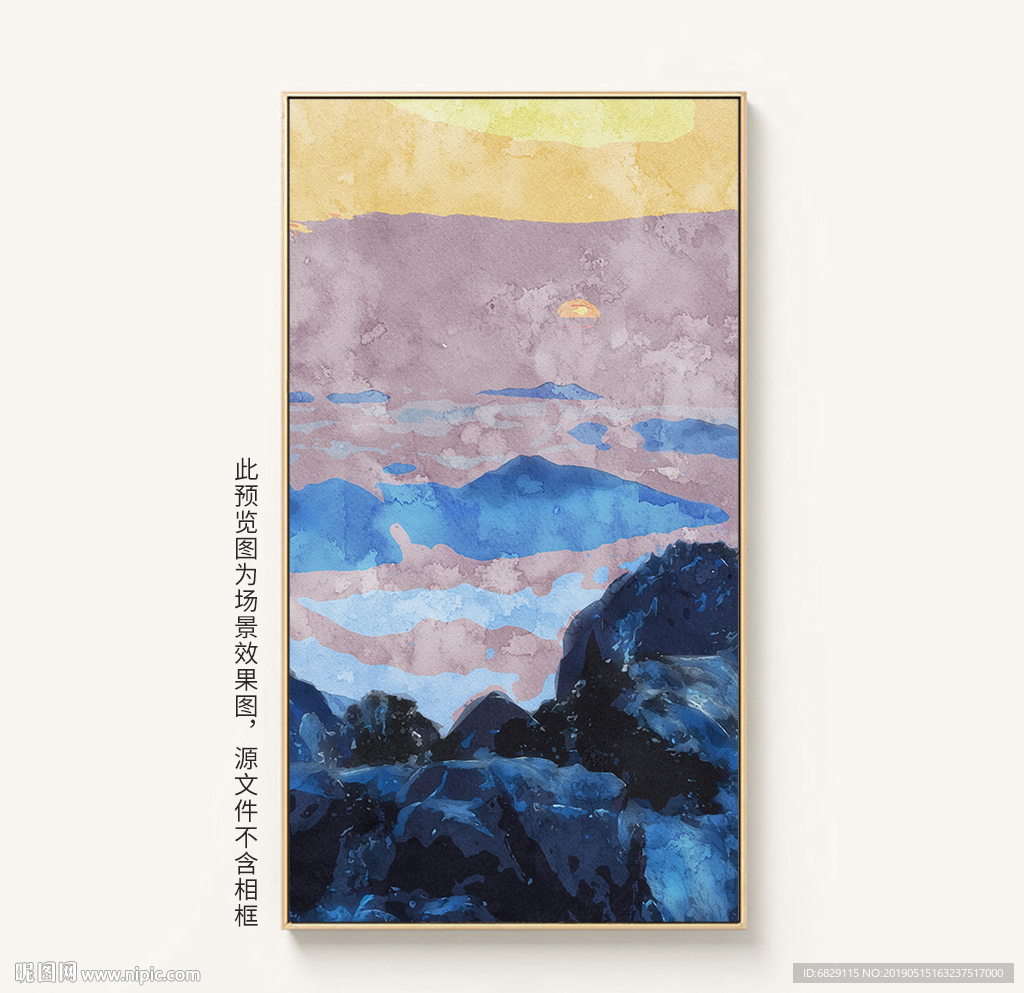 抽象大海礁石手绘艺术装饰画油画