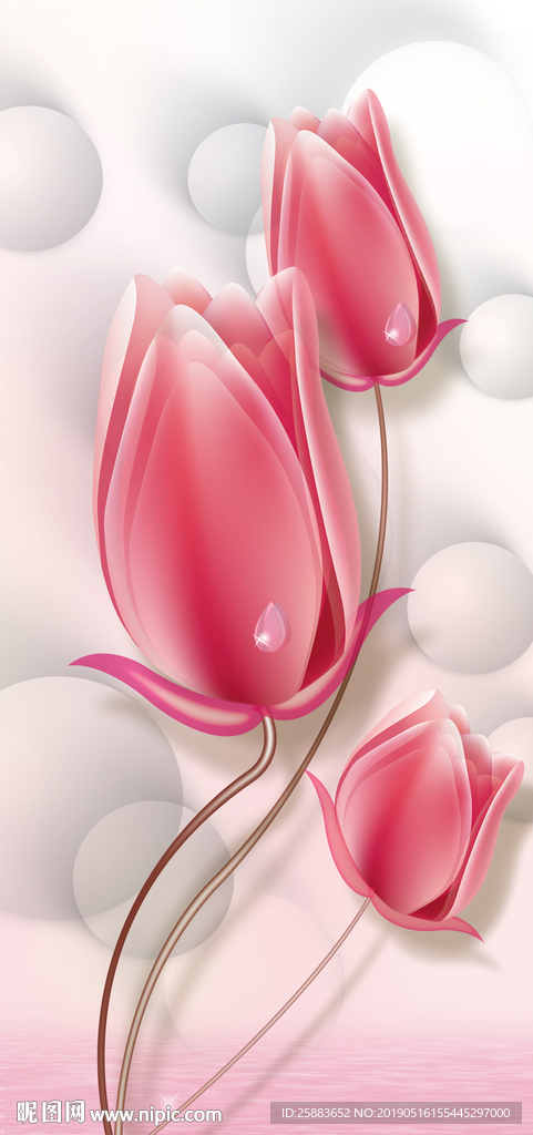 3D时尚郁金香玄关背景