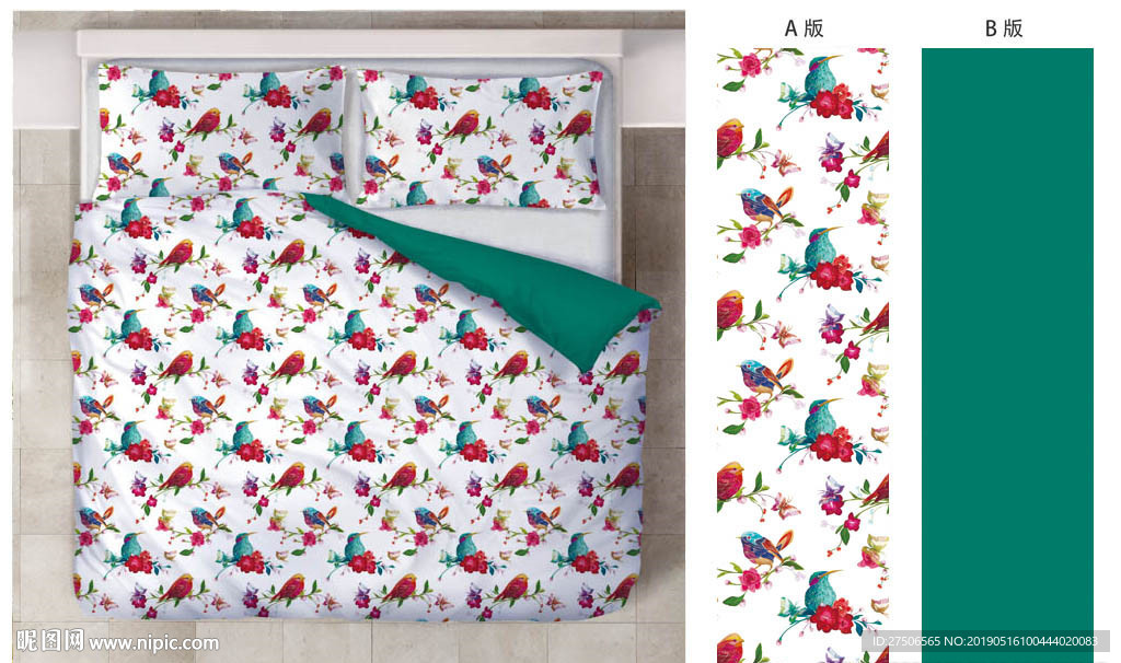 中式花鸟家纺图案