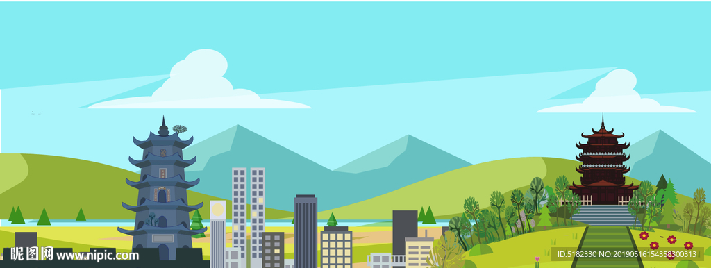 汉阴县文峰塔龙岗阁遥遥相望