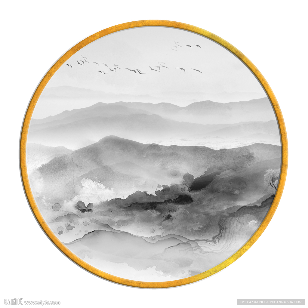 中国风   抽象山水画 大厅装