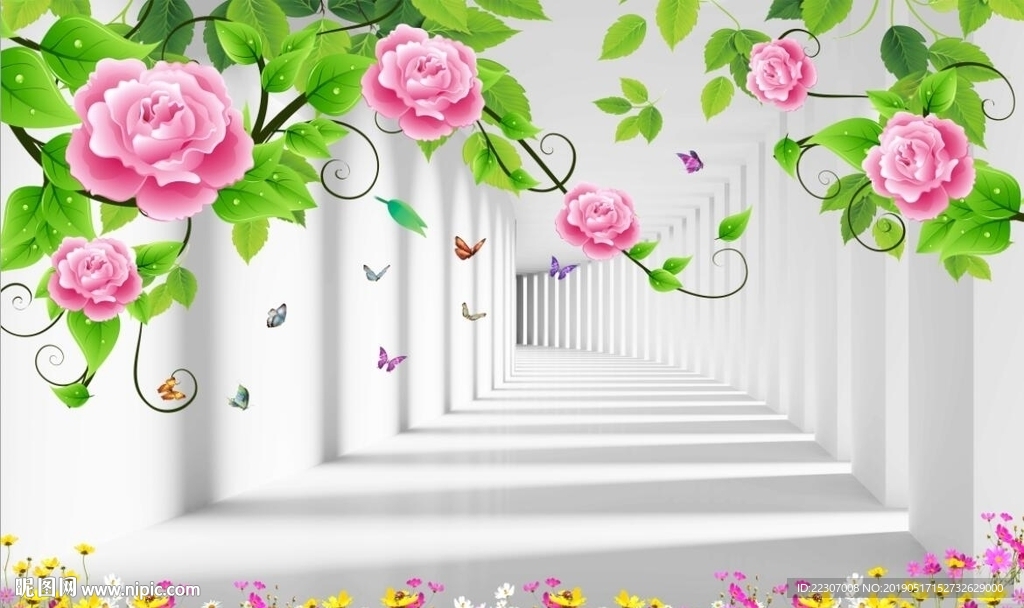 3D空间玫瑰花