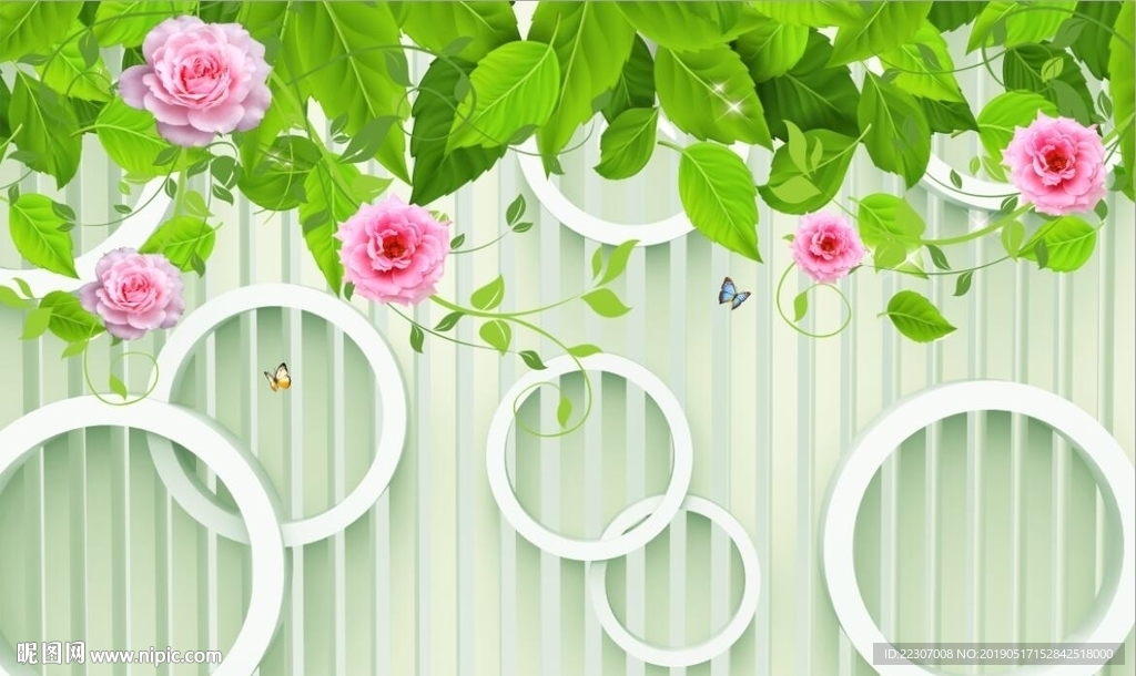 绿叶玫瑰花