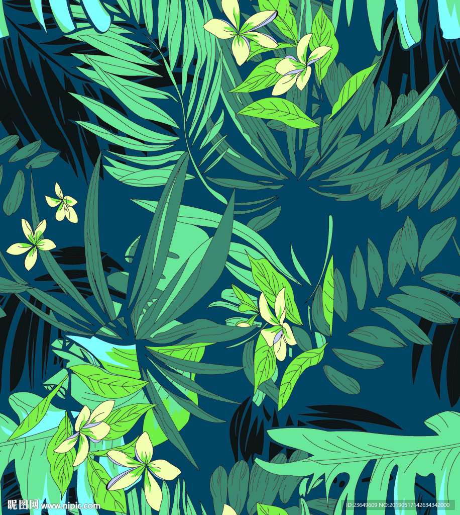 沙滩裤热带叶子