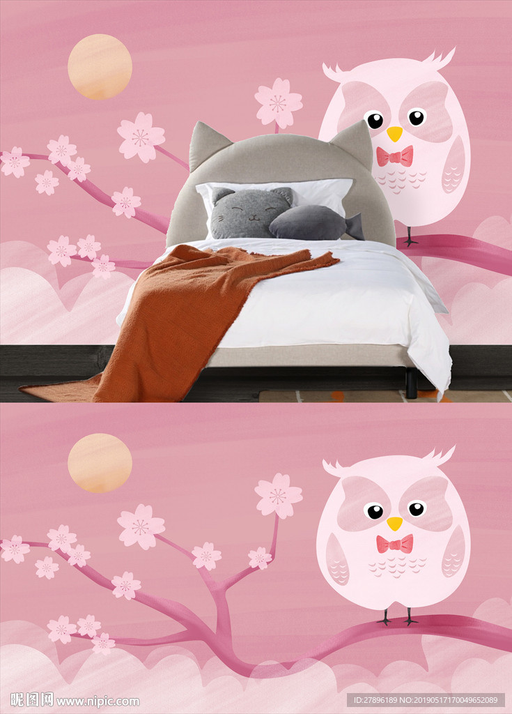 猫头鹰儿童房背景