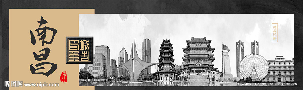 南昌中国风城市形象海报