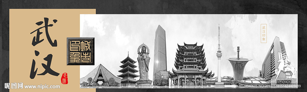 武汉中国风城市形象海报