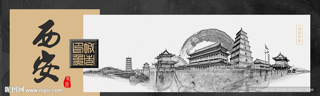 西安中国风城市形象海报