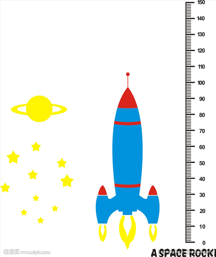 硅藻泥量身高火箭太空星星标尺