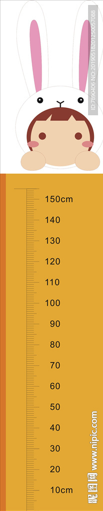硅藻泥量身高兔子卡通小朋友标尺