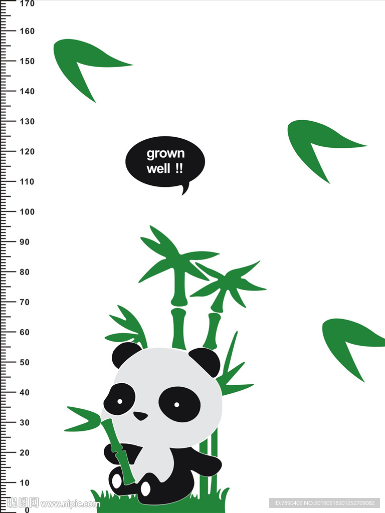 硅藻量身高熊猫竹子生长良好标尺