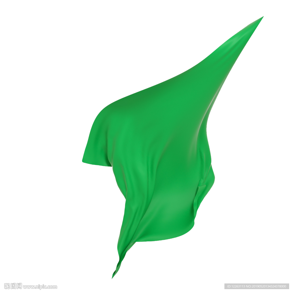 艺术抽象透明底漂浮布料绿色