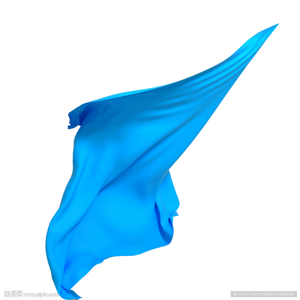 艺术抽象透明底漂浮布料蓝色