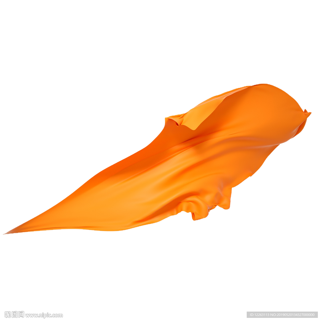 艺术抽象透明底漂浮布料橙色